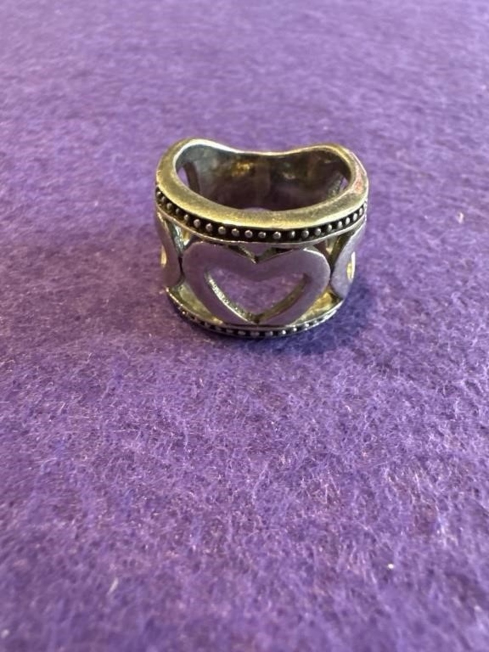 Sterling Silver Heart Band Ring Size 7 - 925 Hallmarked MWS Initials - 9.09g
